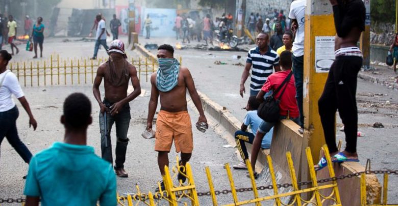 Demonstrators protest over the cost of fuel in Port au Prince Haiti Friday July 6 2018.