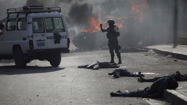 A Haitian government car crashed into a group of people on Wednesday